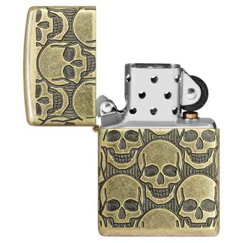 Zippo Cackling Cranium Design Armor Antique Brass Pocket Lighter