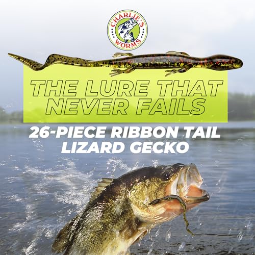 Charlie's Worms Bass Lures Freshwater Fishing Lure - Scented Artificial Softbait for Freshwater & Saltwater Bass Fishing, ...