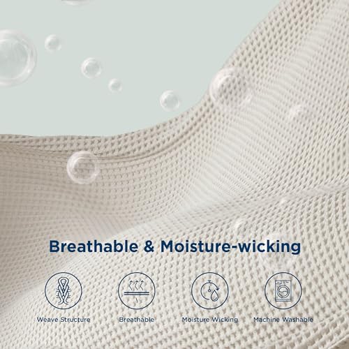 Bedsure 100% Cotton Blanket Queen Size for Spring Summer, Waffle Weave Thin Lightweight Breathable Blanket for Bed, Cotton...