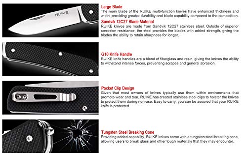 Ruike Small Camping Knife Lightweight Folding EDC Survival Utility Knives Grade Tactical Pocket Knife with Clip Mens Women...