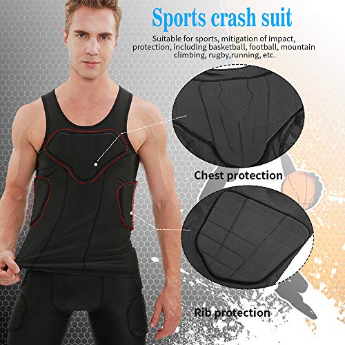 DGXINJUN Men Padded Chest Rib Protector Vest 4-Pads Shirt for Adult Football Baseball Softball Rugby Basketball