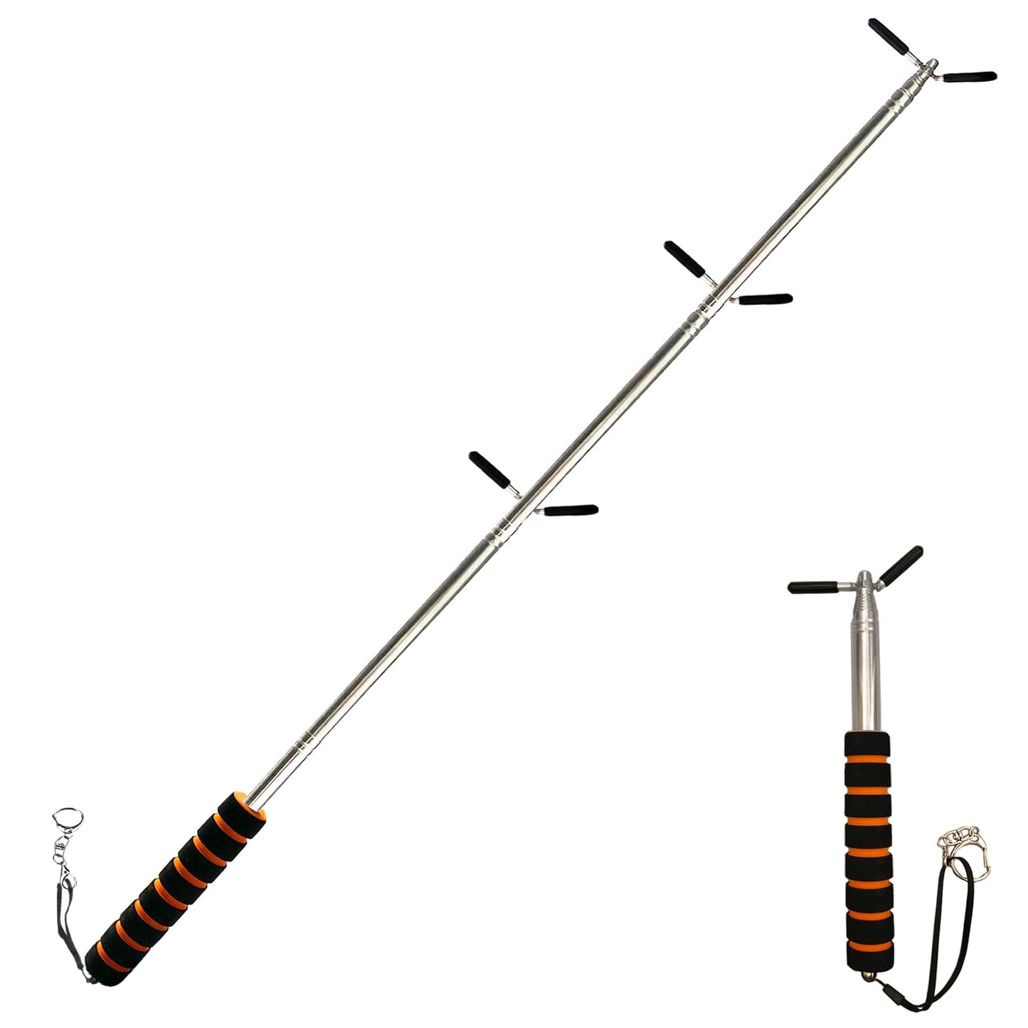 Extendable Safety Tester Pole – Manual Stainless Steel Rod for Reaching Smoke Alarm Buttons and Exit Signs, 1 Pack – Easily Access High Areas Without a Ladder for Safer Inspections