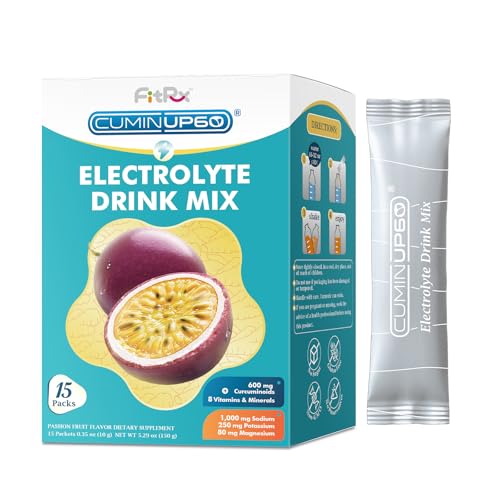 FitRx Electrolytes Powder Packets Passion Fruit, Hydration Packets Sugar Free, Turmeric Electrolyte Drink Mix with Curcumi...