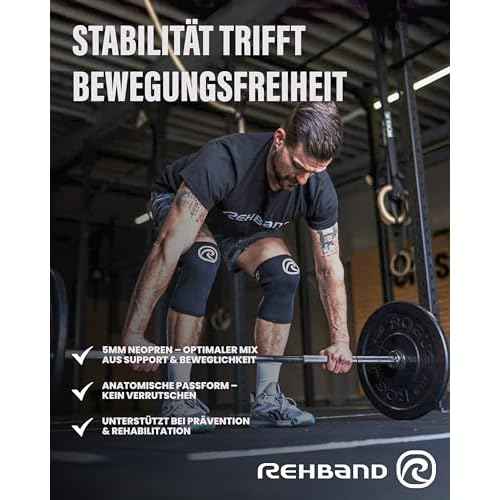 Rehband 5mm Knee Sleeves for Functional Training, Cross-Training & Powerlifting, Weightlifting Knee Support made of Neoprene, Unisex, Colour:Copper/Black - 1 Pair, Size:Small