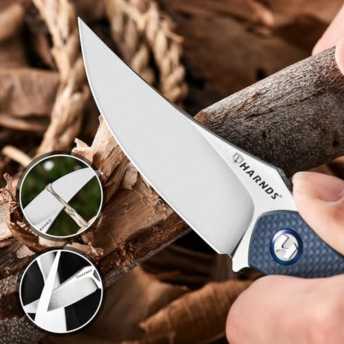 Harnds Shark Outdoor Knife Fixed Blade with Kydex Sheath D2 Steel Blade Ideal Camping Premium Survival Bushcraft (Gray - S...