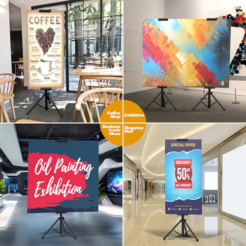 Netuaoo Poster Stand Banner Stand Poster Board Stand Foldable Floor Standing Sign Holder Adjustable Height Up to 88" Doubl...