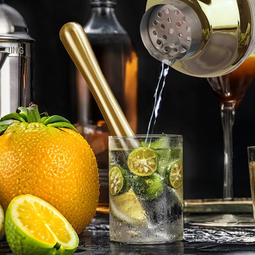 FayuuGem Gold Cocktail Shaker Set - Bartender Shaker Kit with Mixing Tools & Stainless Steel Strainer, Premium Bar Tool Se...