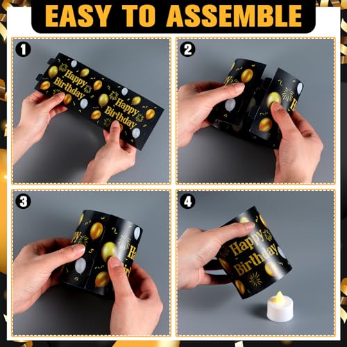 Kittmip 10 Pcs Happy Birthday Centerpieces for Tables Birthday Lantern Boxes with Tea Lights Candles Centerpieces for Tabl...
