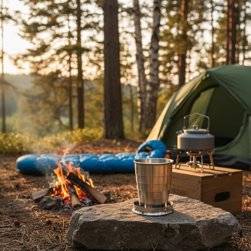 Guyuyii 3 Sizes Stainless Steel Collapsible Cups with Lids & Keychains | Portable Telescopic Drinking Travel Mugs | Foldab...