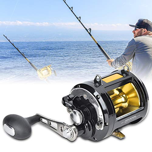 Leapiture TR12000 Saltwater Fishing Reel, Black, Ambidextrous, 8 Stainless Steel Bearings, Trolling, Casting