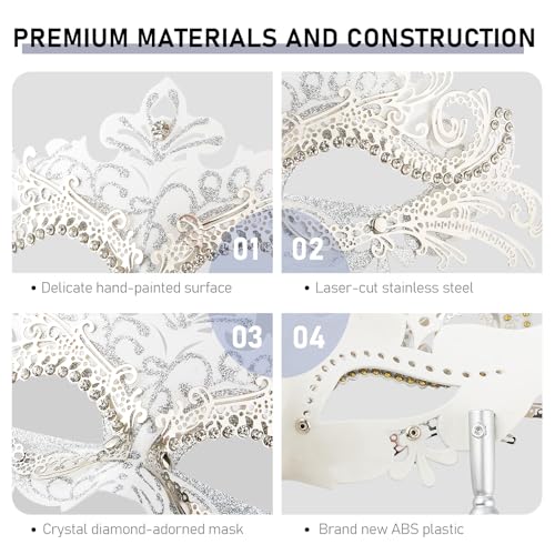 Hoshin Masquerade Mask with Stick, Mardi Gras Deecorations Venetian Masks for Womens