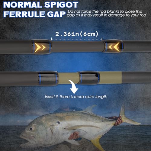 THKFISH 4 Piece/5 Piece Saltwater Travel Rod, Heavy Spinning Fishing Rod Portable Travel Surf Rod Carbon Fiber Saltwater B...