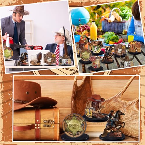 Colingmill 12 Pcs Western Centerpieces Wild West Party Decorations 3.94 Inches Christmas Western Wooden Centerpieces for T...