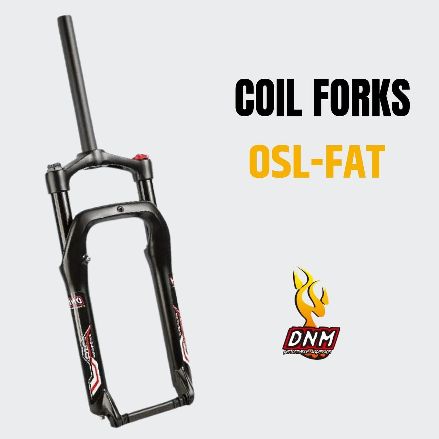 BRAKETB DNM OSL-Fat 20 x 4.0 Suspension Fork - Coil Spring - Straight - for Fat Tire Bike/EBIKE