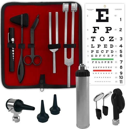 Multi Purpose Diagnostic kit for Neurological, EMT and Eye EXAM, Reflex Percussion Taylor Hammer + Penlight + Tuning Fork ...