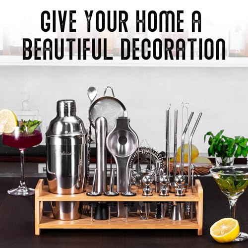Yelusonw 26-Piece Cocktail Shaker Set - Bartender Kit with Stand, Shakers for Cocktail with All Shakers Bartending Bar Too...