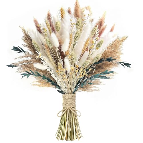 xin's convey 126pcs Dried Pampas Grass Decorations, Dried Flowers Bouquet, Reed Grass Bouquet for Boho Floral Wedding, Bed...