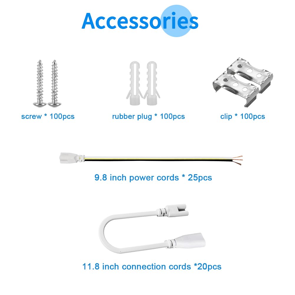 SHOPLED (25 Pack) 6FT LED Shop Light, 60W 8000LM 6000K Cool White, V Shape, Linkable Ceiling Lights T8 LED Tube Light Fixture, Shop Lights for Garage, Warehouse, Basement