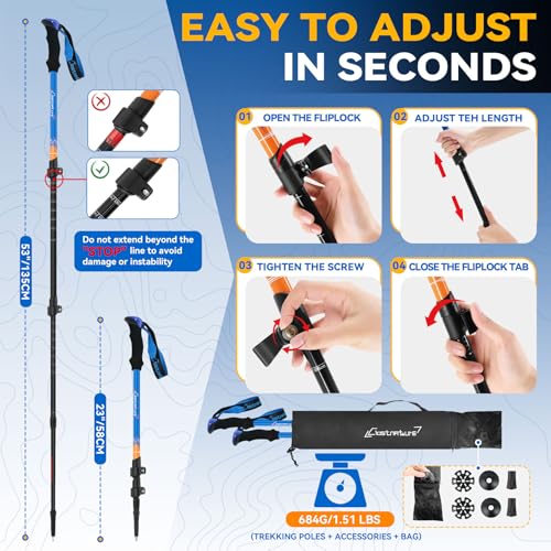 Clostnature 2-Person Ultralight Waterproof 3-Season Camping Tent with Collapsible Aluminum Trekking Poles - Easy Setup Lar...