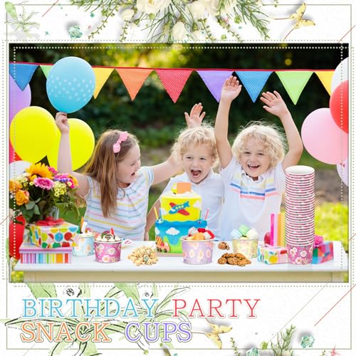 Nuenen 300 Pcs 8 oz Disposable Paper Cups Bowls Bulk Summer Ice Cream Sundae Bar Supplies for Sundae Snack Dessert Luau Ba...
