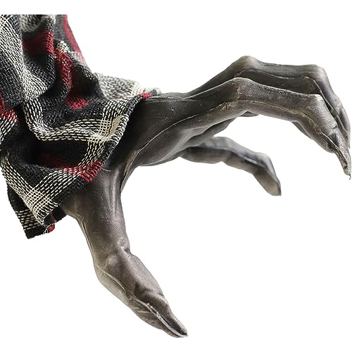 Haunted Hill Farm Squatting Werewolf Animatronic with Movement,Sounds,and Light-Up Eyes for Scary Halloween Decoration,24 x 18 x 30