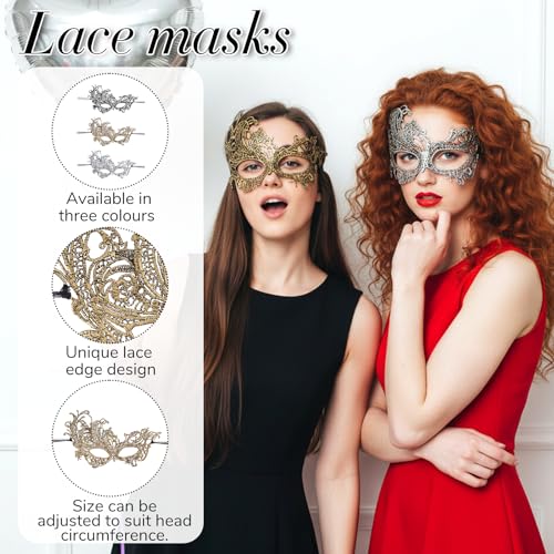Gtziqa Lace Masquerade Mask, 3 PCS Mysterious Fun Lace Eye Mask Costume Adult Black Maskerade Masks for Women Men Couples ...