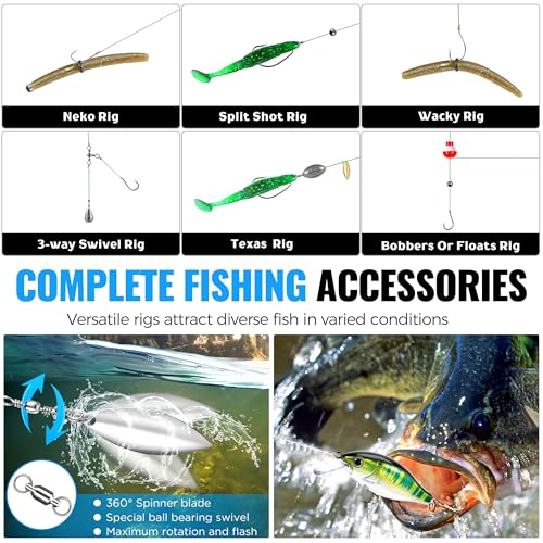 472PCS Fishing Accessories Kit, Waterproof Tackle Box with Tackle Included, Fishing Gifts for Men Included Hooks, Weights,...