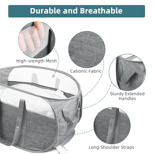 Collapsible Laundry Baskets, Tear Proof Pop Up Laundry Hamper with Dual Handles, Durable Foldable Laundry Basket, Easy to ...