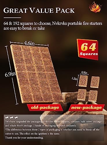Nvkrvks Fire Starter, Easy-Burning Fire Starter Squares for Wood Stoves, Campfires, Grill Pit and Fireplace, Natural & Wat...
