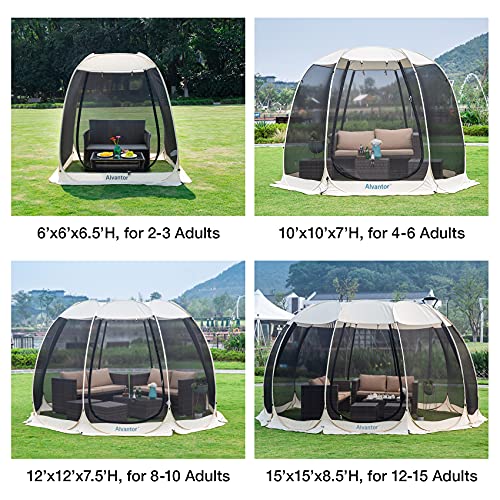Alvantor® Screen House Gazebo, Pop Up Igloo Screened Canopy Tent with Mosquito Netting Sides, Instant UV Resistant Sun She...