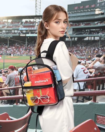 Paxiland Clear Backpack Stadium Approved 12×12×6 with Reinforced and Wider Shoulder Straps, Small Clear Bag for Schools, C...