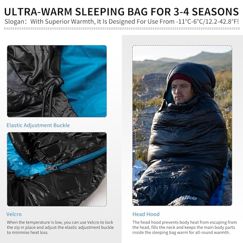 Naturehike Ultralight Down Sleeping Bag, 650FP Backpacking Sleeping Bag for Adults, 42℉ Waterproof Sleeping Bags for Campi...