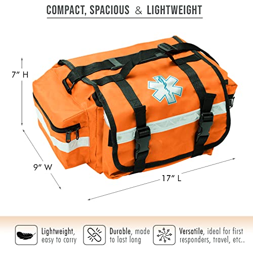 NOVAMEDIC Professional Empty Orange First Responder Bag, 17" x 9" x 7", EMT Trauma First Aid Carrier for Paramedics and Em...