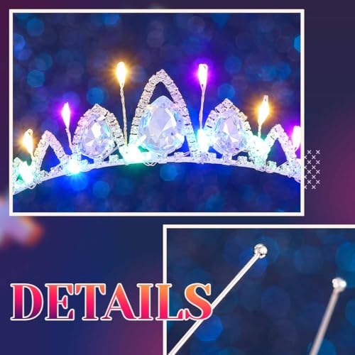 DRESBE Light Up Crystal Tiara and Crown LED Rhinestone Headband Glow Party Princess Hair Accessories for Women