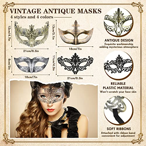Bucherry 88 Pcs Masquerade Masks Beads Necklace Set Vintage Venetian Mask Metallic Beaded Necklace for Carnival Cosplay Prop