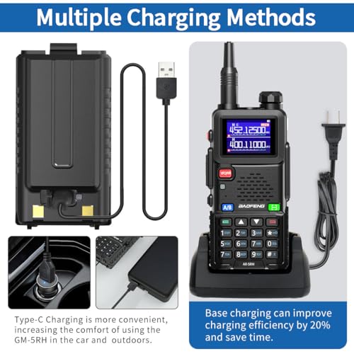 Baofeng Radio Handheld Ham Radios Long Range Rechargeable Walkie Talkies AR-5RM 10W NOAA Weather Tactical Two Way Radio wi...