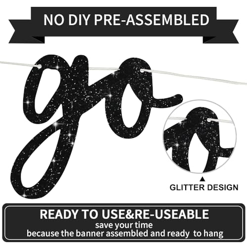 BEISHIDA Black Go Shawty It's Your Birthday Banner-11.4Feet, NO DIY-Hip Hop Theme Glitter Happy Birthday Banner - Pre-Stru...