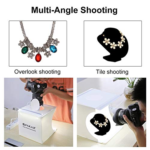 Photo Light Box 10" Portable Folding Photography Light Tent kit with 2 Light Bar -40pcs LED Light and 6 Kinds Color Backgr...