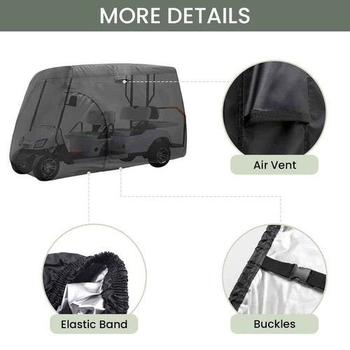 Joymo Golf Cart Cover 6 Passenger，95"-156" Golf Club Rain Covers 4 Passenger，Waterproof EZ GO Golf Cart Accessories,Outdoor Club Car Seat Covers Winter Summer Protective Cover(144" L x 54" W x 76" H)