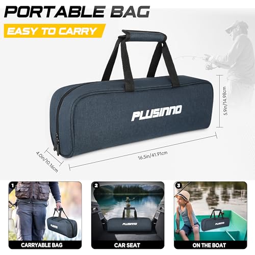 PLUSINNO Fishing Rod and Reel Combos, Bronze Warrior Toray IM6 Carbon Matrix Telescopic Fishing Rod Pole, 12 +1 Shielded B...