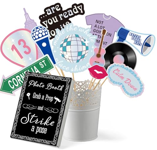31pcs ERAS Party Photo Booth Props, Signs for Era Backdrop and Selfie Station, Bachelorette Backdrop, Concert Birthday Par...