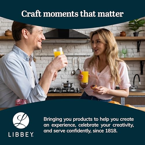 Libbey Province 24-Piece Glasses Drinking Set, Ideal Dining Glassware Sets, Glass Tumbler Set with Lines, Dishwasher Safe ...
