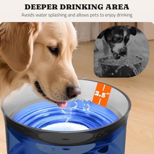 Pawtners Dog Water Fountain, 1 Gallon Automatic No Spill Pet Water Bowl Dispenser for Small Medium Large Dogs with Vortex ...