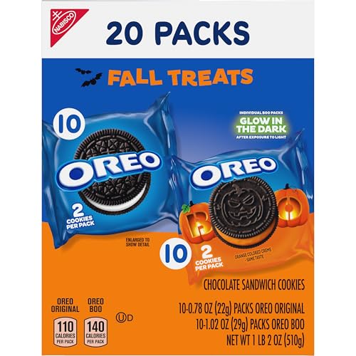 OREO Boo! Fall Treats Trick or Treat Halloween Cookies Variety Pack, 20 Snack Packs (2 Cookies Per Pack)