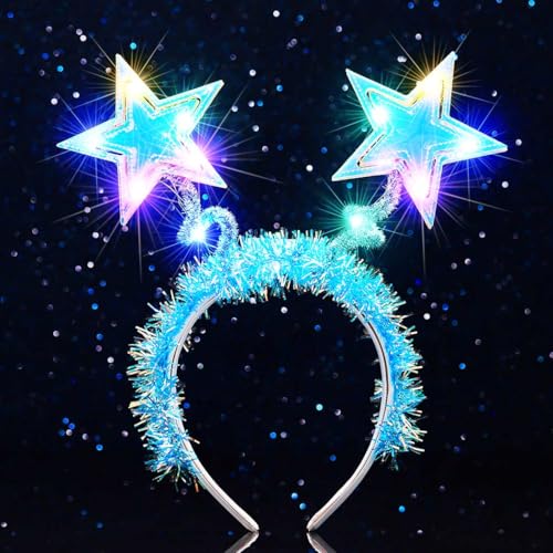 Catery Light Up Star Headband Star Headpiece Rave Costume Accessories for Girls and Women