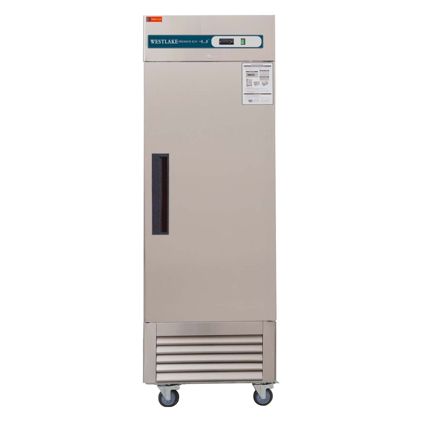WESTLAKE Commercial Freezer 27"W Stainless Steel Reach-in Solid Single Door Upright Fan Cooling 23 Cu.ft Freezer for Restaurant, Bar, Shop, etc