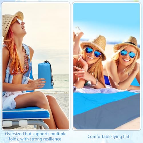 AEXHOT Beach Blanket Waterproof Sandproof Beach Mat 79" X 83" for 2-7 Adults Lightweight Quick Drying Outdoor Picnic Mat B...