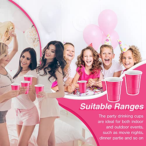 Lounsweer 100 Pack 16 Ounce Plastic Party Cups Heavy Duty Drinking Water Cups for Valentine Carnival St. Patrick's Day Hol...