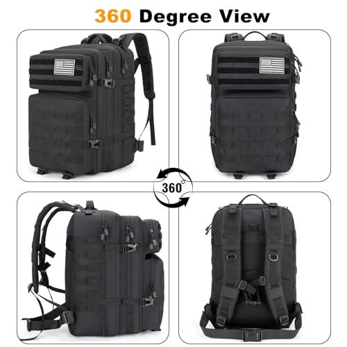 Tactical Backpack 45L Army Military Rucksack, Water Resistant MOLLE EDC Pack, Large 3 Day Bug Out Bag for Men & Women, Dur...