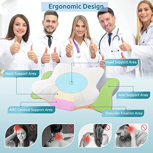 DONAMA Cervical Pillow for Neck and Shoulder,Contour Memory Foam Pillow,Ergonomic Neck Support Pillow for Side Back Stomac...